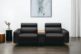 Lesley Leather Dual Recliner Sofa with Console