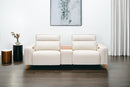 Valencia Lesley Top Grain Leather Loveseat with Console Recliner Sofa, Beige