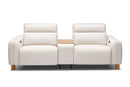 Valencia Lesley Top Grain Leather Loveseat with Console Recliner Sofa, Beige