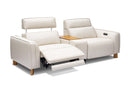 Valencia Lesley Top Grain Leather Loveseat with Console Recliner Sofa, Beige