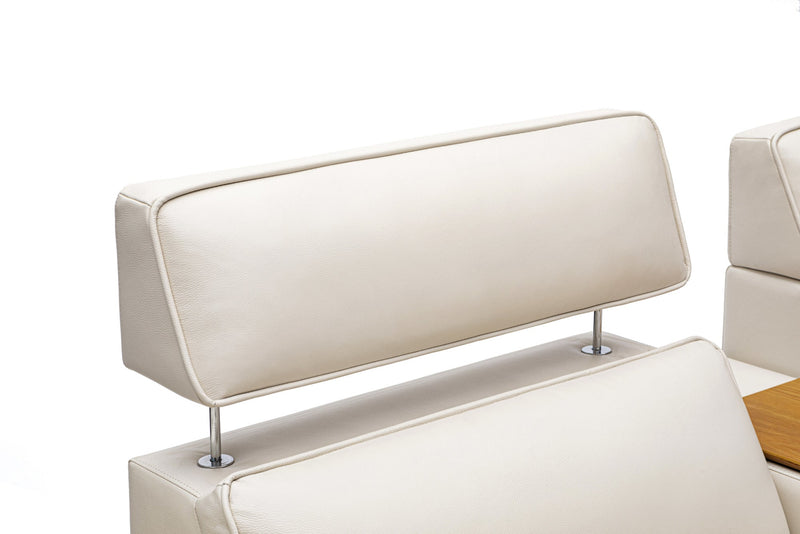 Valencia Lesley Top Grain Leather Loveseat with Console Recliner Sofa, Beige