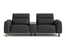 Valencia Lesley Top Grain Leather Loveseat with Console Recliner Sofa, Black