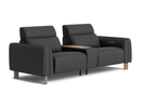Valencia Lesley Top Grain Leather Loveseat with Console Recliner Sofa, Black