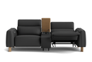Valencia Lesley Top Grain Leather Loveseat with Console Recliner Sofa, Black