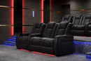 Valencia 2025 New Tuscany Leather Home Theater Seating Row of 4 Loveseat Left, Midnight Black