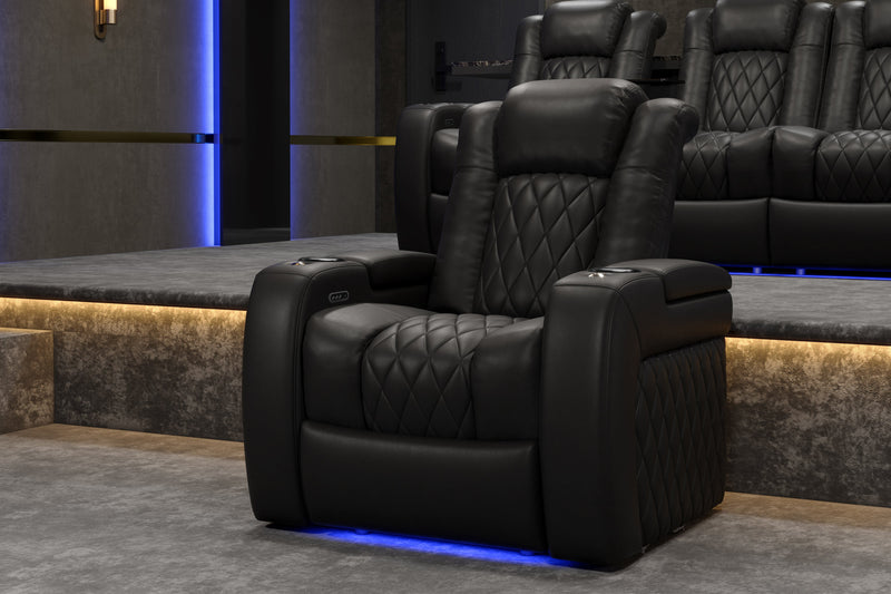 Valencia 2025 New Tuscany Leather Home Theater Seating Single, Midnight Black