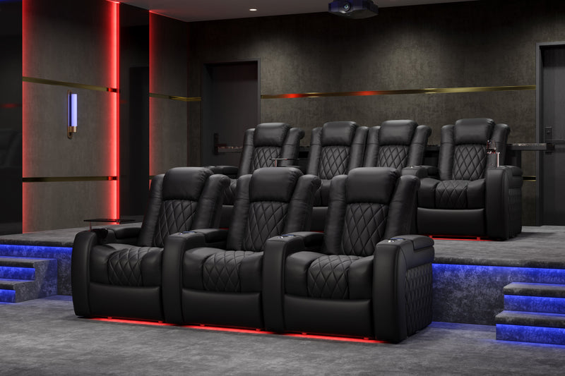 Valencia 2025 New Tuscany Leather Home Theater Seating Single, Midnight Black