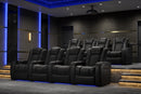Valencia 2025 New Tuscany Leather Home Theater Seating Row of 4 Loveseat Left, Midnight Black