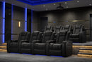 Valencia 2025 New Tuscany Leather Home Theater Seating Row of 4 Loveseat Center, Midnight Black