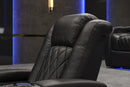 Valencia 2025 New Tuscany Leather Home Theater Seating Row of 4 Loveseat Center, Midnight Black