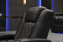 Valencia 2025 New Tuscany Leather Home Theater Seating Row of 4 Loveseat Left, Midnight Black