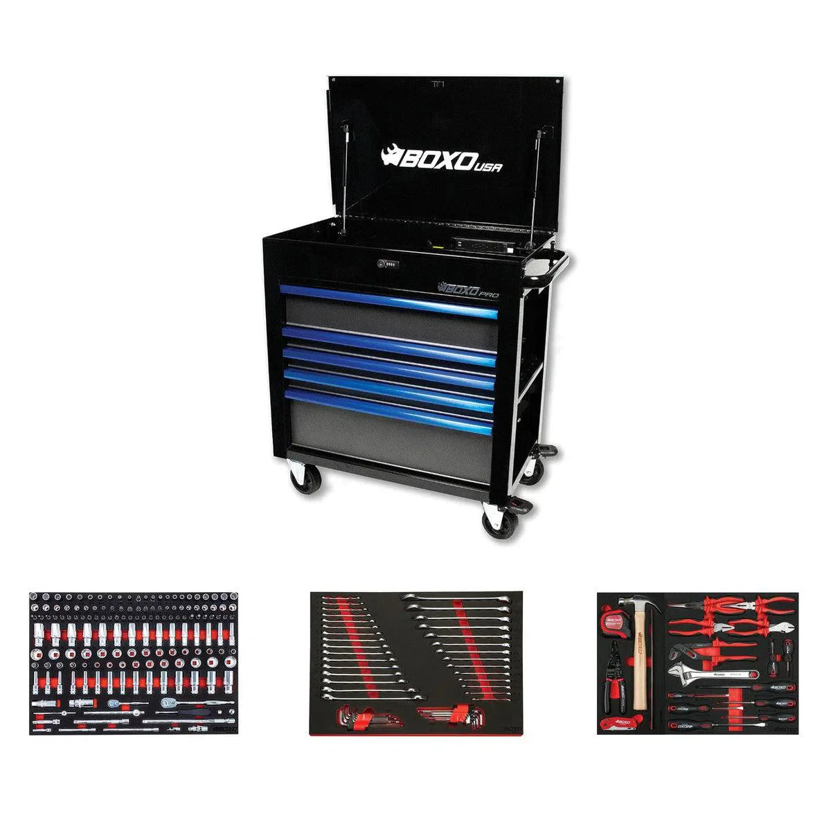 Pro Series | Loaded 35" 5-Drawer Flip-Top Service Cart Tool Box