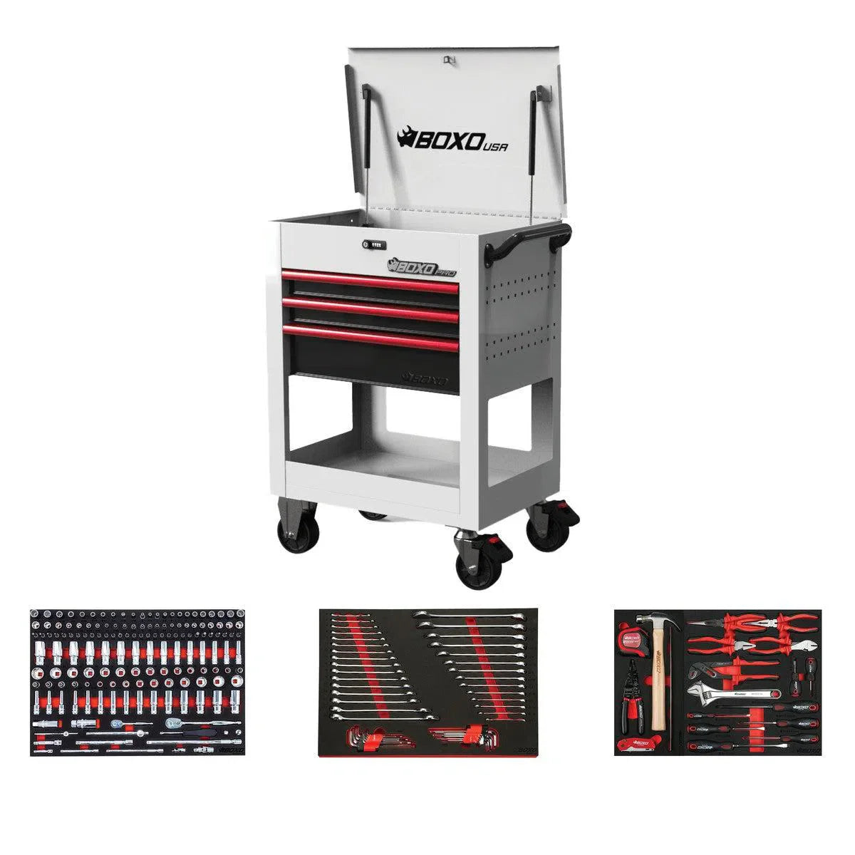 Pro Series | Loaded 28" 3-Drawer Flip Top Service Cart Tool Box