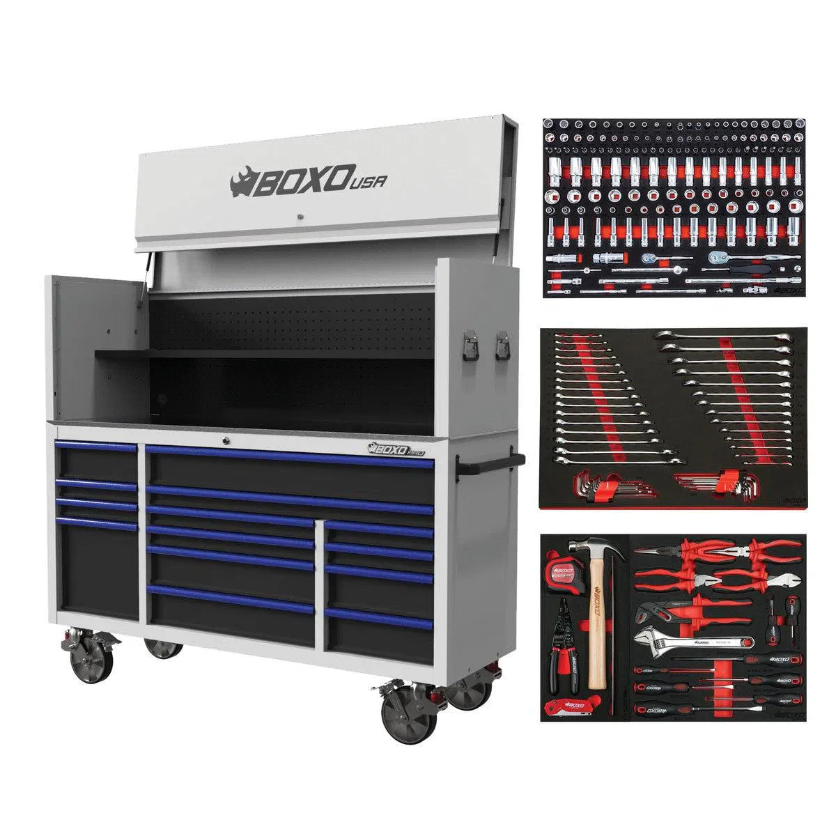 Pro Series | Loaded 72" 14-Drawer Garage Top Rolling Tool Box | White