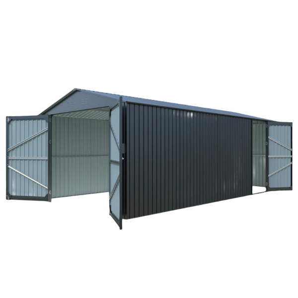 10'x20' Plus Upgraded Metal Garage Shed with Double Front Doors, Side Entry Door