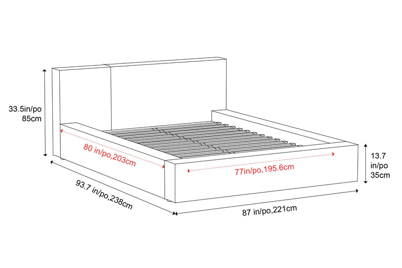 Valencia Luisa Fabric King Bed Frame, Grey