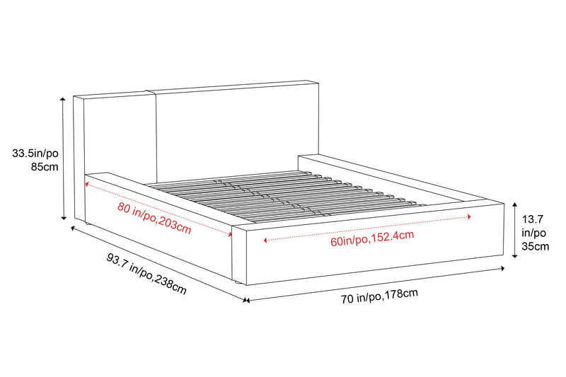 Valencia Luisa Fabric Queen Bed Frame, Grey