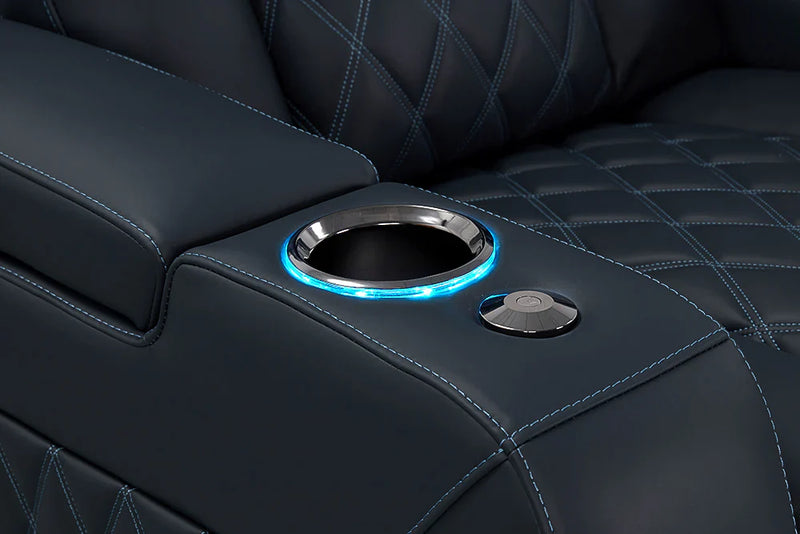 Valencia 2025 New Tuscany XL Luxury Leather Home Theater Seating Row of 2, Moonlight Blue