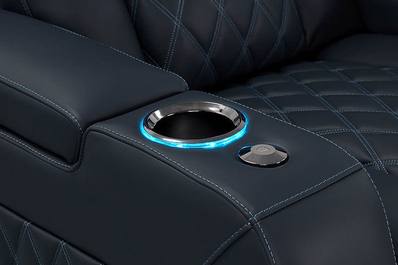 Valencia 2025 New Tuscany Luxury Leather Home Theater Seating Row of 3, Moonlight Blue