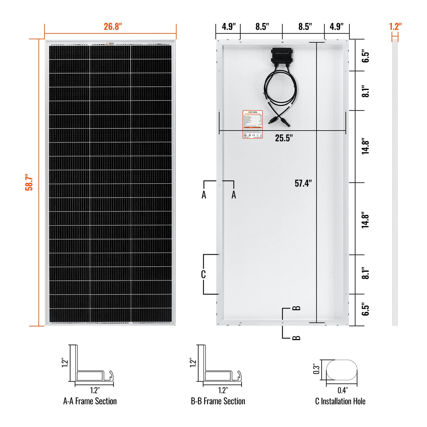 MEGA 200 PRO | 200 Watt 24 Volt Solar Panel | Premium 24V Off-Grid Solar Panel for RVs, Trailers, Cabins | 25-Year Output Warranty