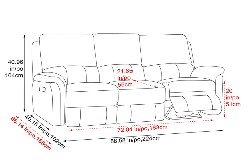 Valencia Martina Leather Three Seats Power Recliner Sofa, Cream