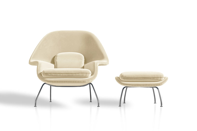 Valencia Marzena Womb Chair with Ottoman, Beige Color
