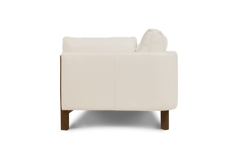 Matera Leather Three Seats Sofa with Wooden Legs, Beige