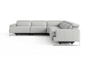 Valencia Melania Top Grain Leather L-Shape Reclining Sectional Sofa, Light Grey