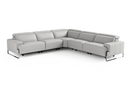 Valencia Melania Top Grain Leather L-Shape Reclining Sectional Sofa, Light Grey