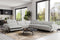 Valencia Melania Top Grain Leather L-Shape Reclining Sectional Sofa, Light Grey