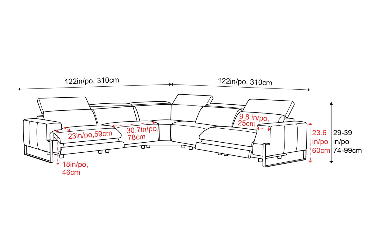 Melania Leather Reclining Corner Sectional Sofa