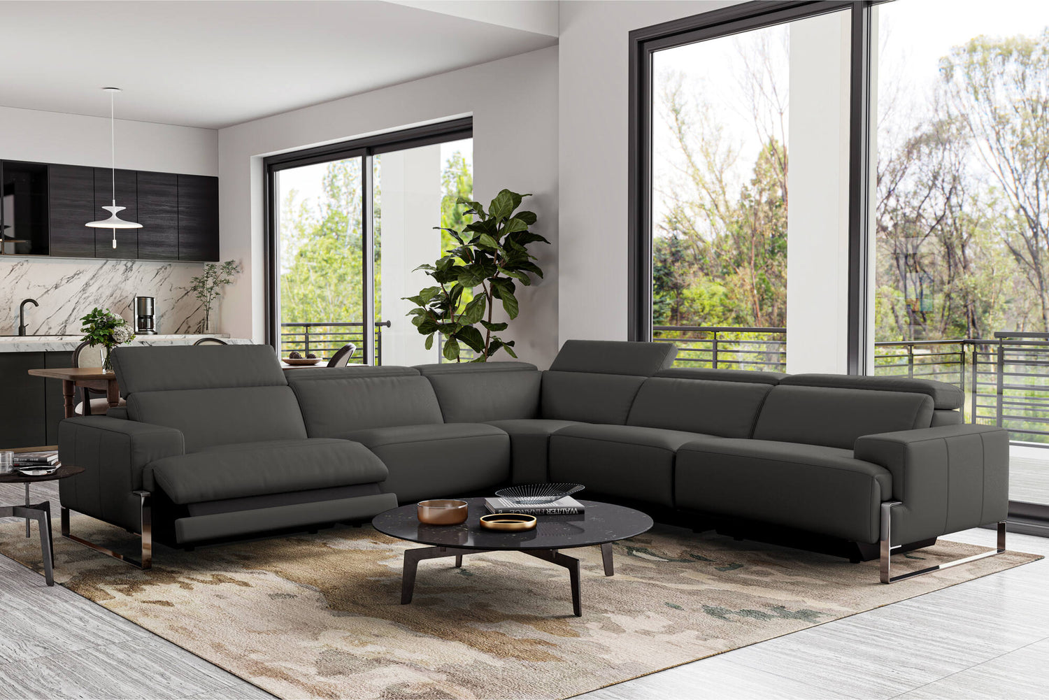 Melania Leather Reclining Corner Sectional Sofa