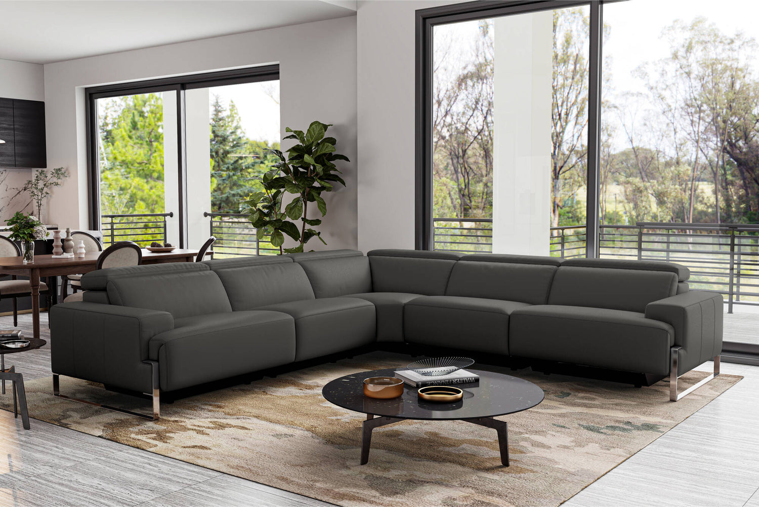 Melania Leather Reclining Corner Sectional Sofa