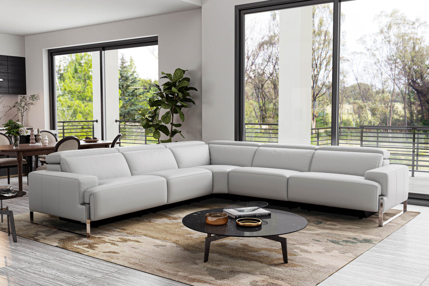 Melania Leather Reclining Corner Sectional Sofa