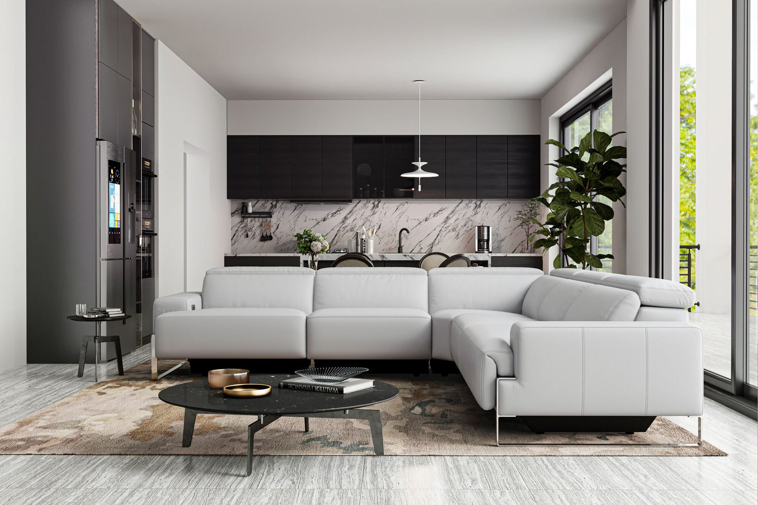 Melania Leather Reclining Corner Sectional Sofa