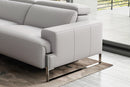 Valencia Melania Top Grain Leather Loveseat Reclining Sectional Sofa, Light Grey