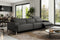 Valencia Melania Top Grain Leather Three Seats Reclining Sectional Sofa, Dark Grey