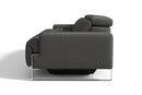 Valencia Melania Top Grain Leather Loveseat Reclining Sectional Sofa, Dark Grey