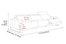 Valencia Melania Top Grain Leather Three Seats Reclining Sectional Sofa, Light Grey