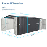 10'x20' Metal Garage Shed with Double Front Doors, Side Entry Door