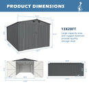13'x20' Metal Garage Shed with Double Front Doors, Side Entry Door