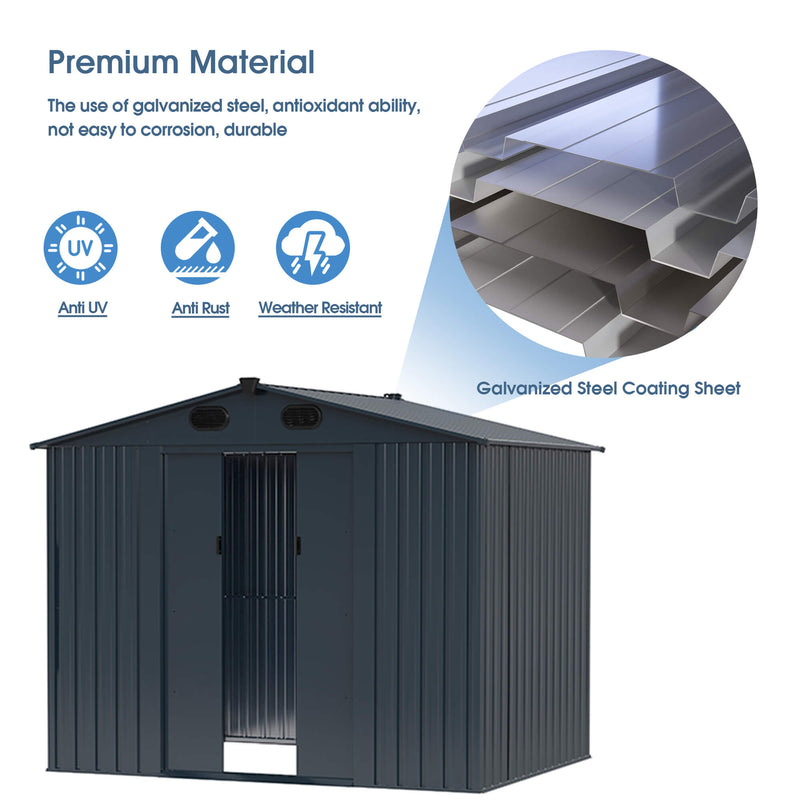 8'x6' Metal Storage Shed