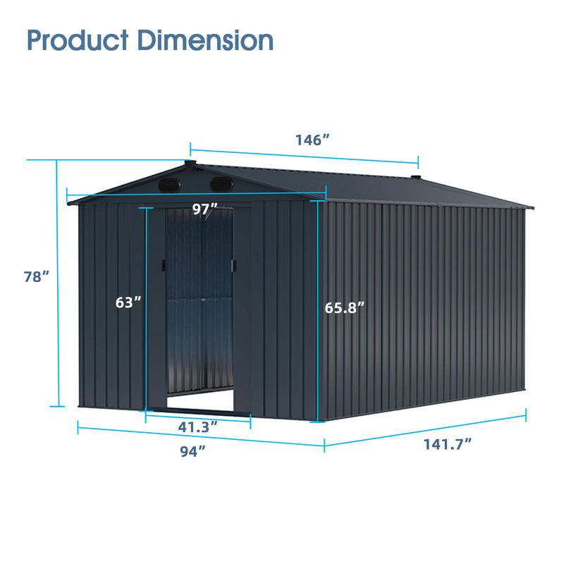8'x12' Metal Storage Shed