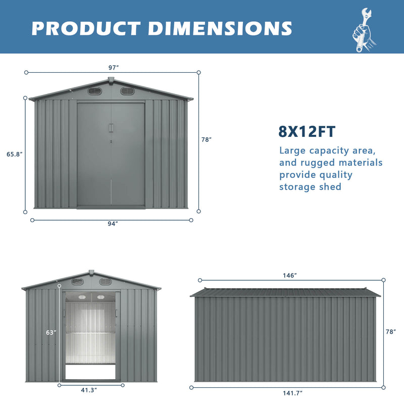 8'x12' Metal Storage Shed