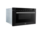 FORNO Espresso Capoliveri 24" 1.2 cu. ft. Built-In Microwave Drawer in Black with Silver Handles, FMWDR3000-24BLK