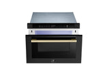 FORNO Espresso Capoliveri 24" 1.2 cu. ft. Built-In Microwave Drawer in Black with Antique Brass Handles, FMWDR3000-24BLK