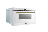 FORNO Espresso Capoliveri 24" 1.2 cu. ft. Built-In Microwave Drawer in White with Antique Brass Handles, FMWDR3000-24WHT