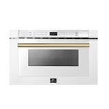 FORNO Espresso Capoliveri 24" 1.2 cu. ft. Built-In Microwave Drawer in White with Antique Brass Handles, FMWDR3000-24WHT