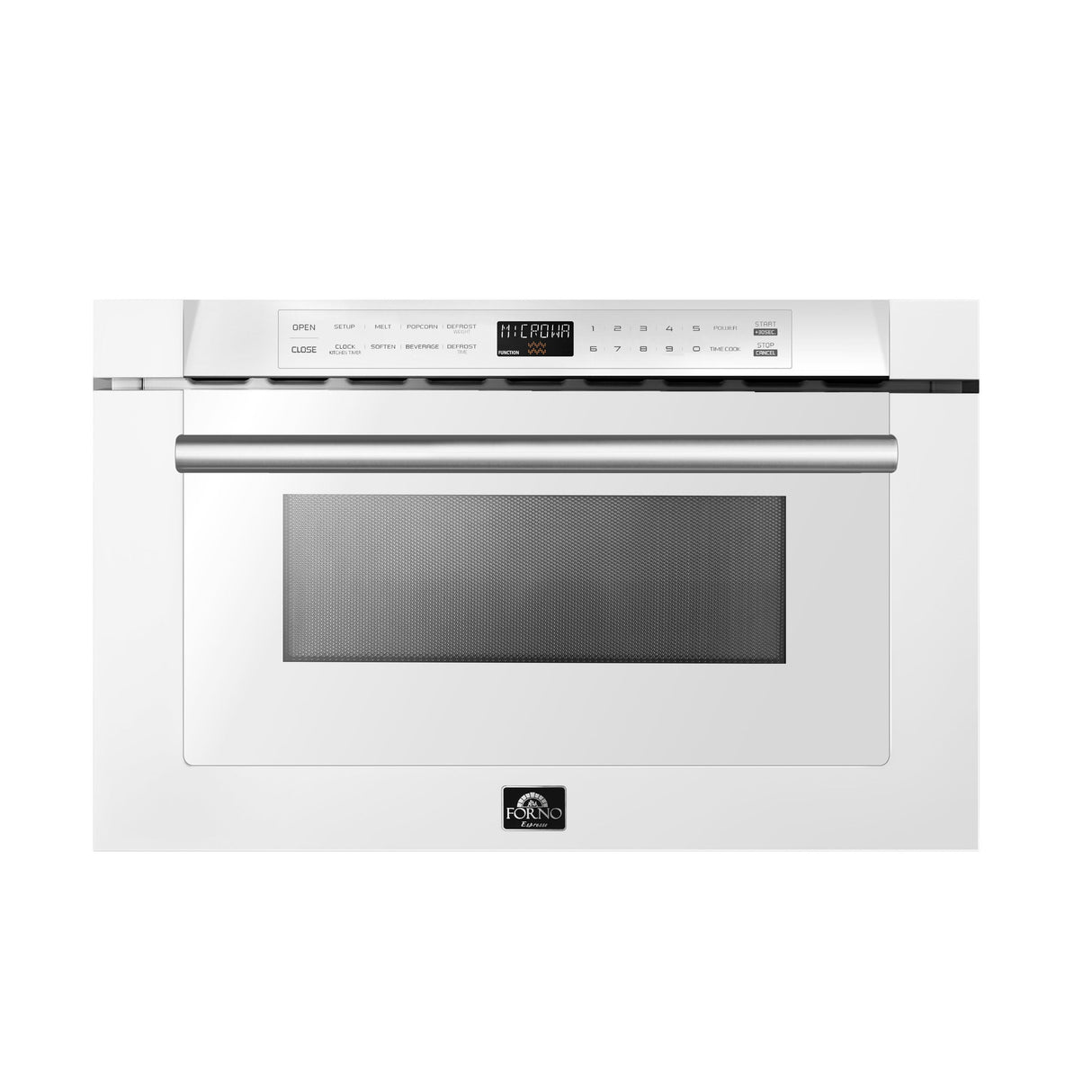 FORNO Espresso Capoliveri 24" 1.2 cu. ft. Built-In Microwave Drawer in White with Silver Handles, FMWDR3000-24WHT