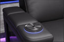 Valencia 2025 New Monza Leather Home Theater Seating With Carbon Fiber Panel Row of 5 Loveseat Left, Black